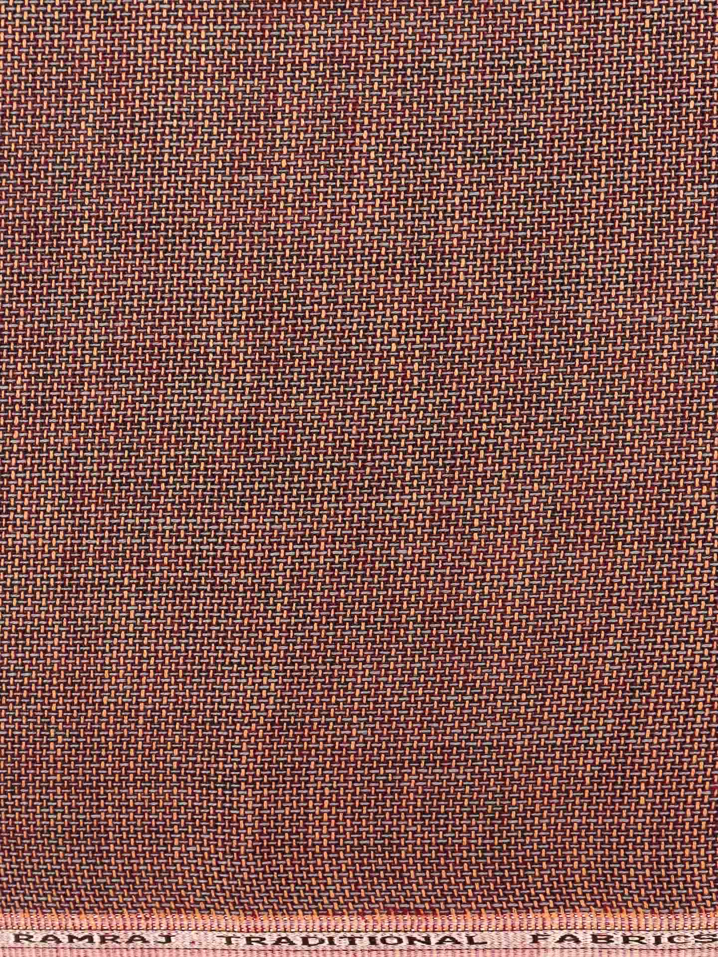 Men Cotton Rich Self Design Shirt Fabric Brown High Style