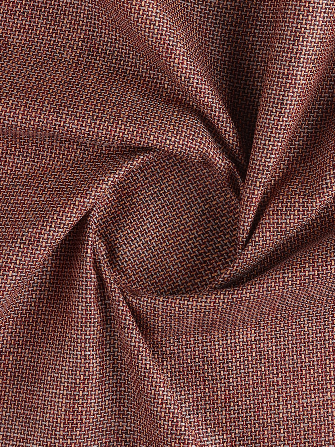 Men Cotton Rich Self Design Shirt Fabric Brown High Style