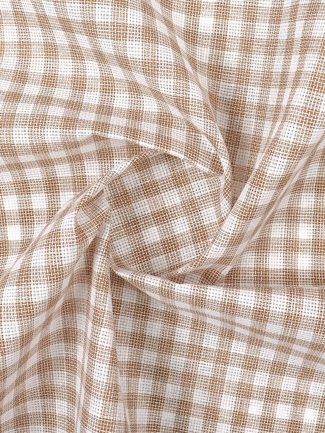 Mens Cotton Rich Checked Shirt Fabric Brown High Style