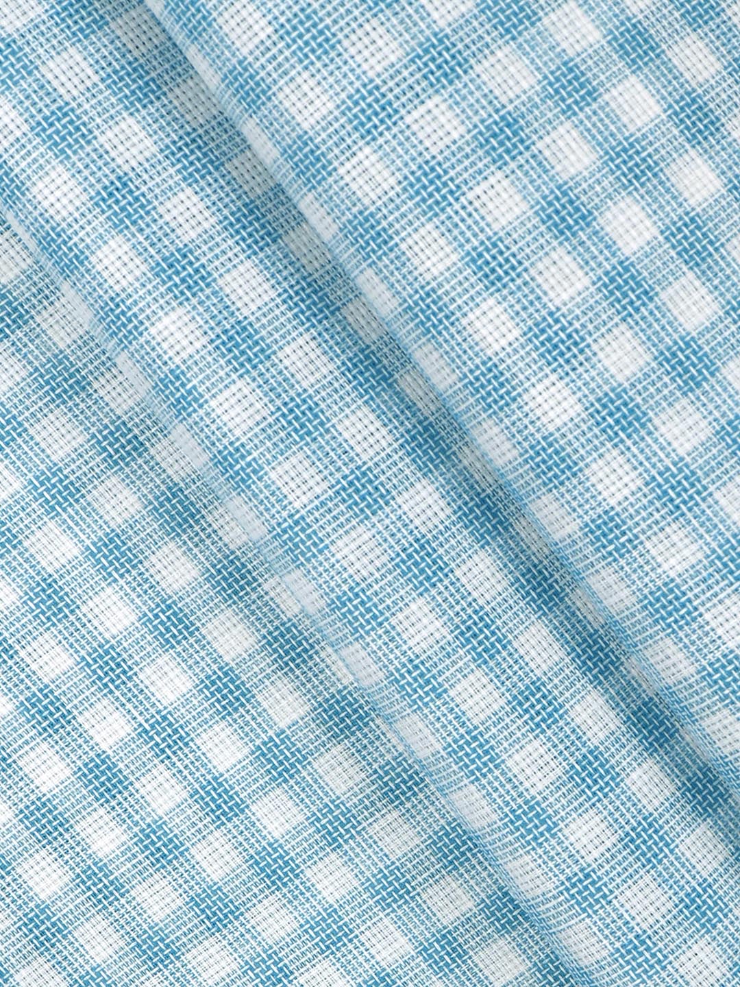 Men Cotton Rich Checked Shirt Fabric Blue High Style