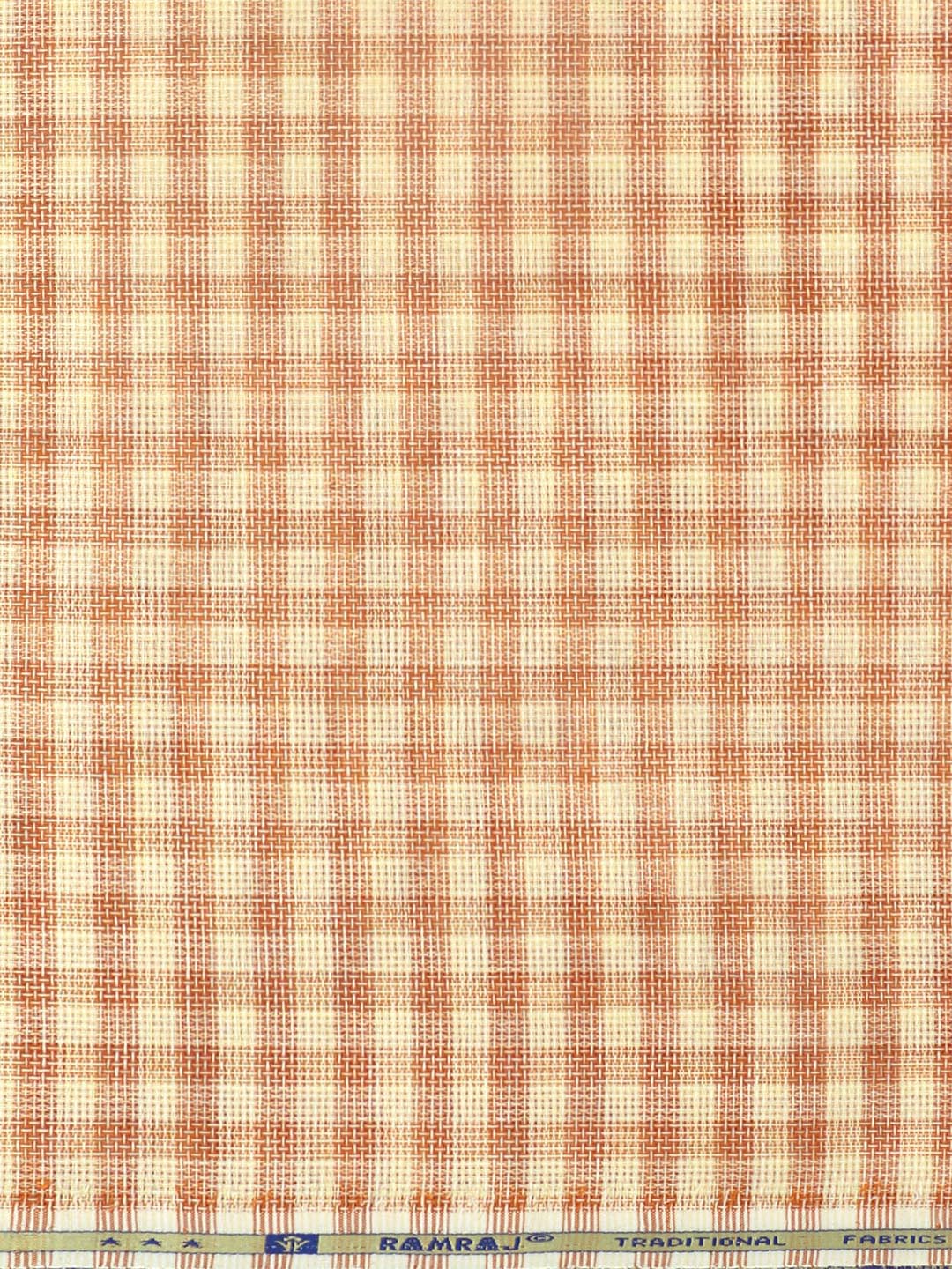 Cotton Rich Checked Shirt Fabric Orange High Style