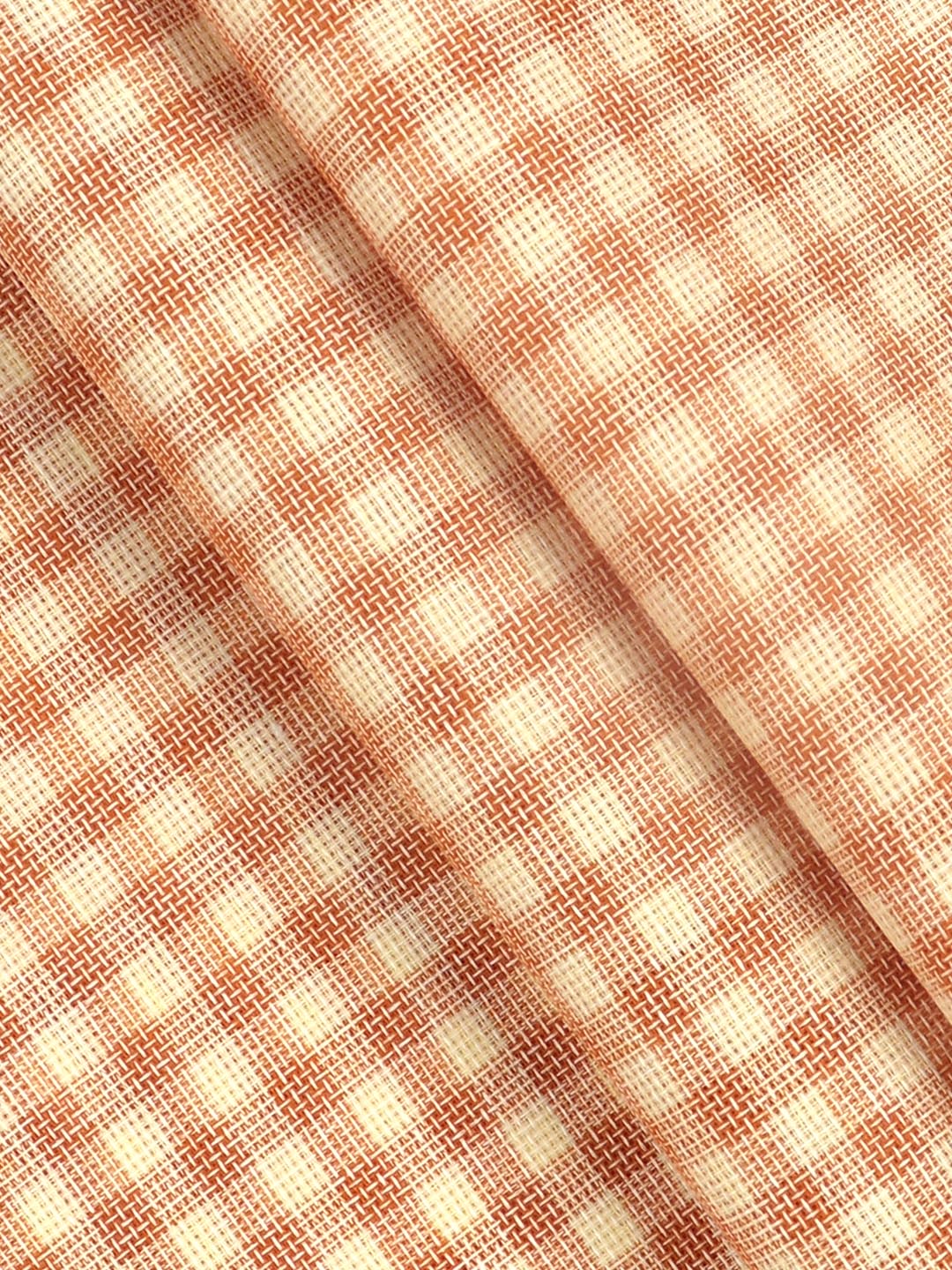 Cotton Rich Checked Shirt Fabric Orange High Style