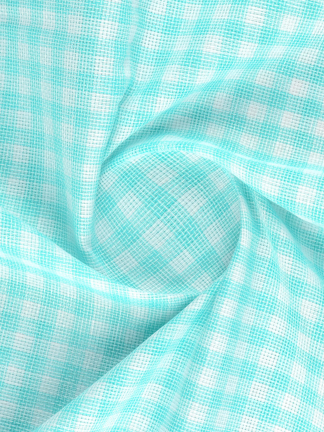 Cotton Rich Mint Green with White Checked Shirt Fabric High Style