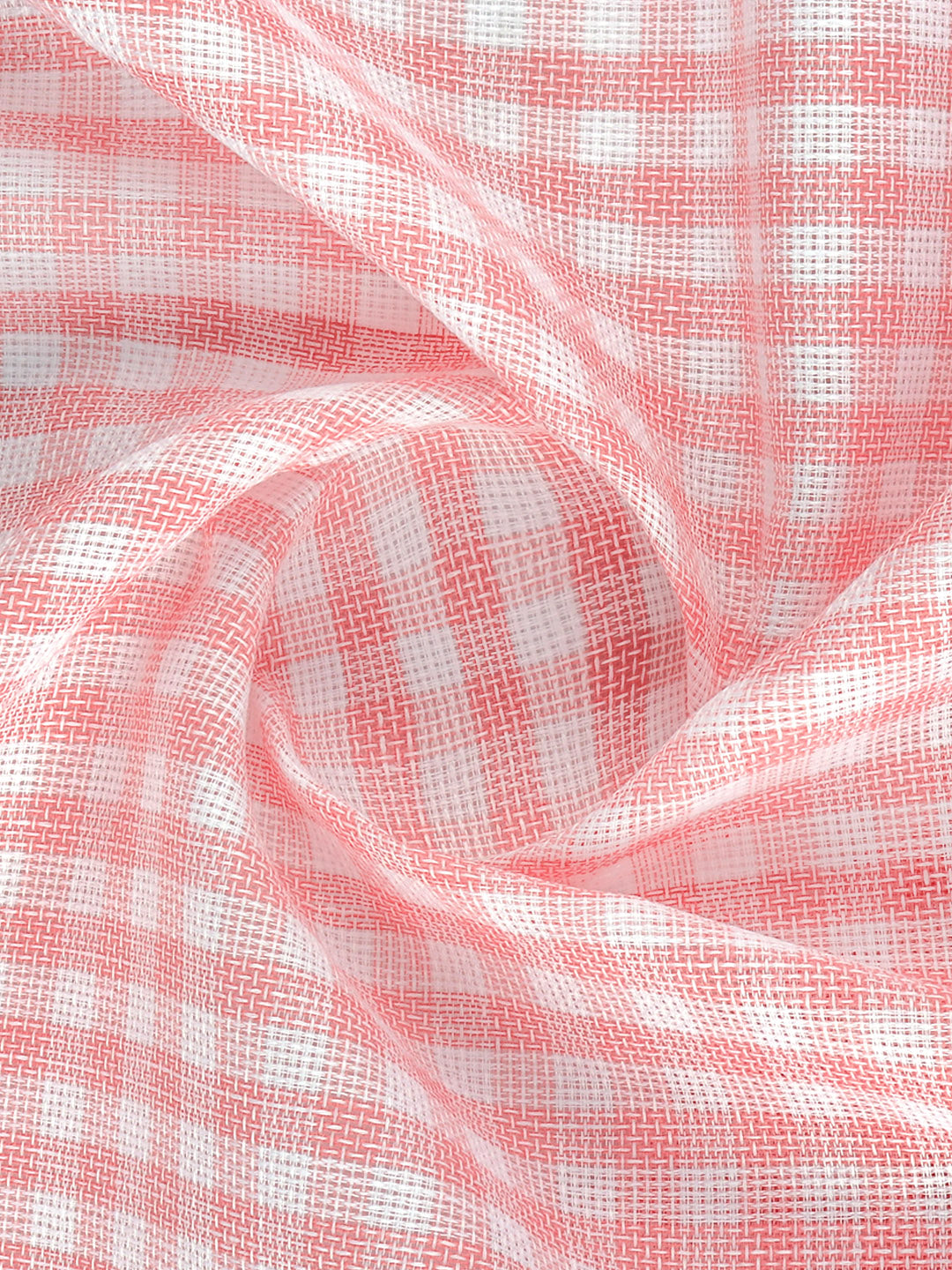 Cotton Rich Pink with White Checked Shirt Fabric High Style
