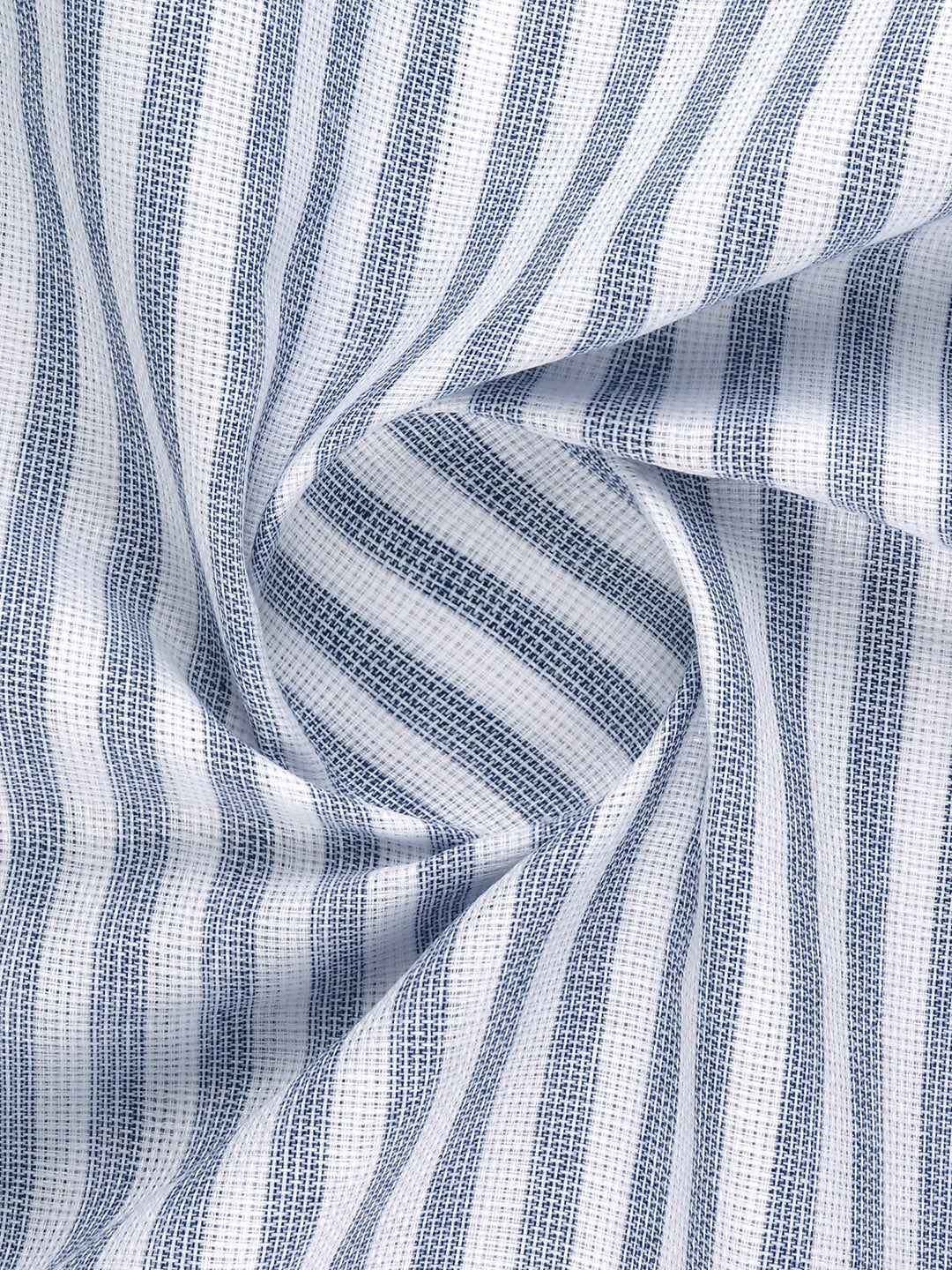 Men Cotton Rich Striped Shirt Fabric Dark Blue High Style