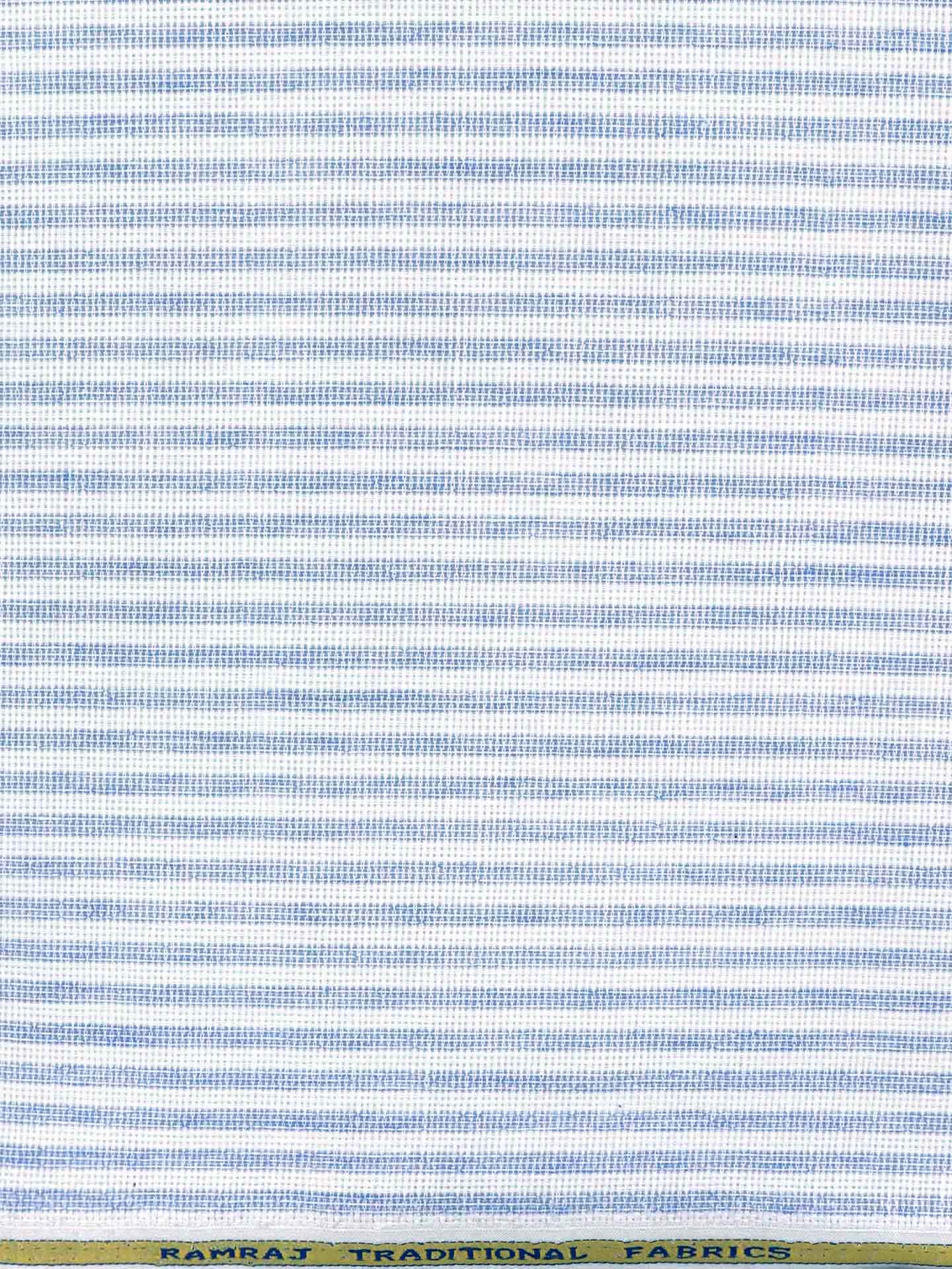 Men Cotton Rich Striped Shirt Fabric Blue High Style