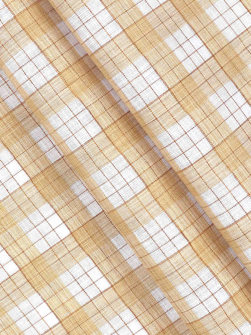 Cotton Colour Check Brown & White Shirting Fabric High Style