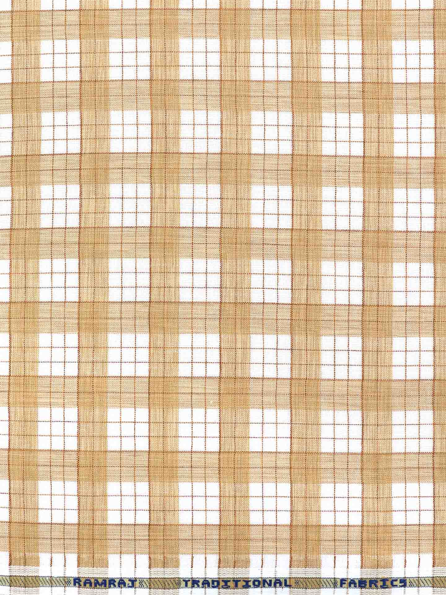 Cotton Colour Check Brown & White Shirting Fabric High Style-Zoomview