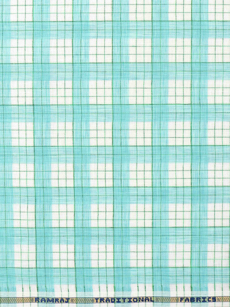 Cotton Colour Check Blue & White Shirting Fabric High Style