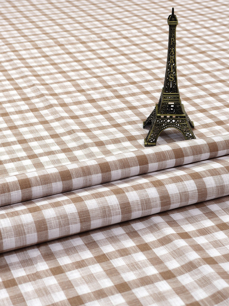 Cotton Colour Check Brown & White Shirting Fabric High Style