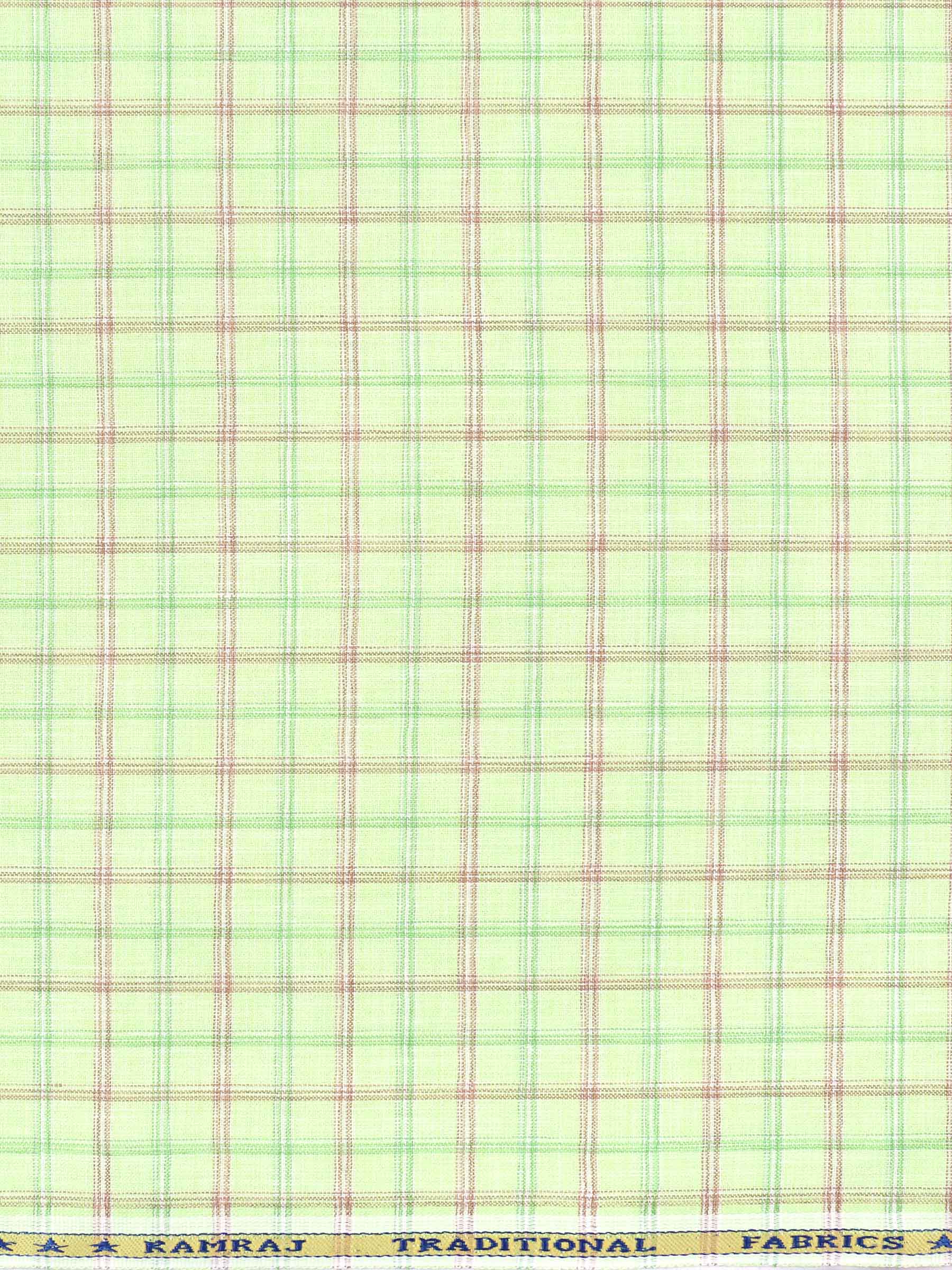 Cotton Colour Check Pista Green Shirting Fabric High Style-Zoom view