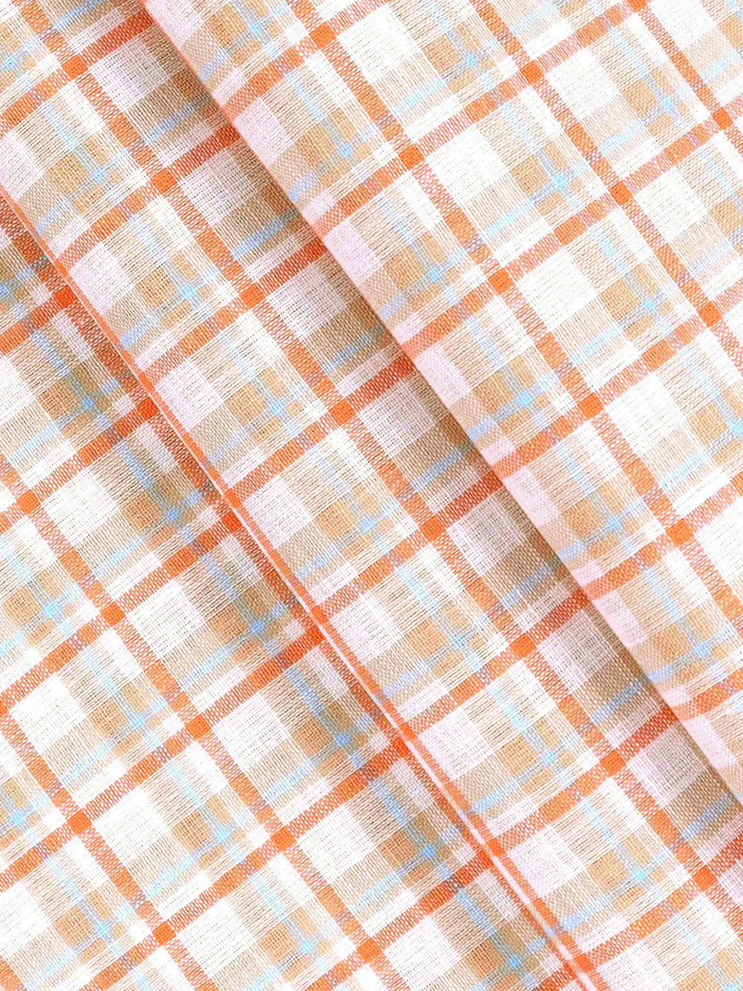 Cotton Colour Check Orange & Brown Shirting Fabric High Style-Pattern view