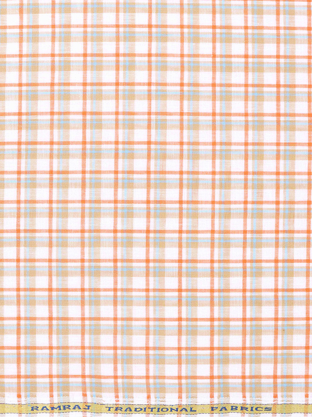 Cotton Colour Check Orange & Brown Shirting Fabric High Style-Zoomview