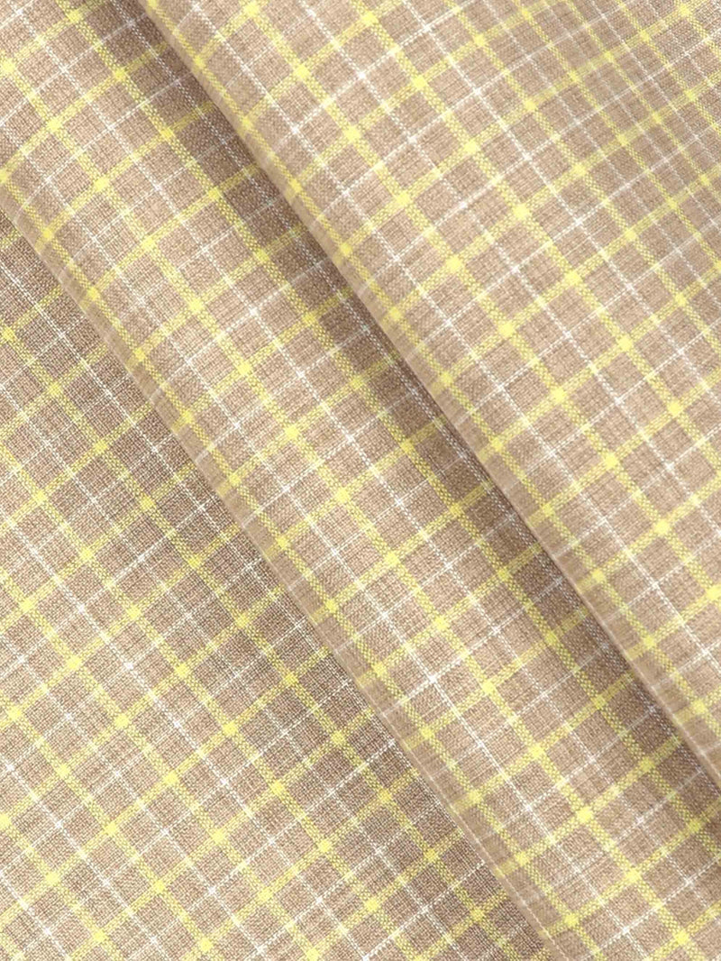 Cotton Colour Checked Brown & Yellow Shirting Fabric High Style