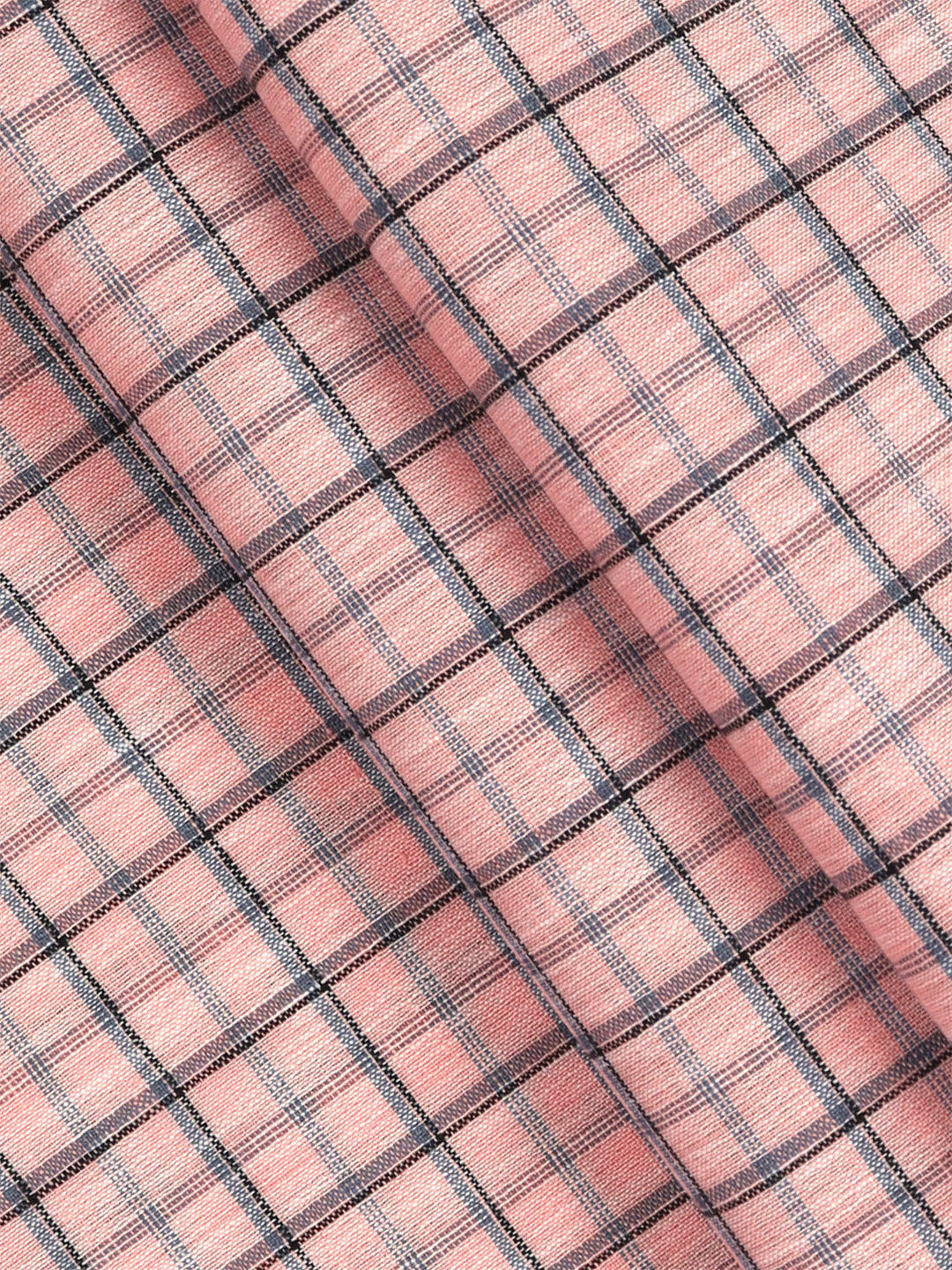 Cotton Rich Pink Checked Shirting Fabric Pink with Grey High Style