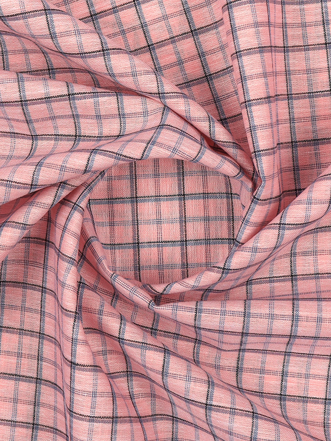 Cotton Rich Pink Checked Shirting Fabric Pink with Grey High Style