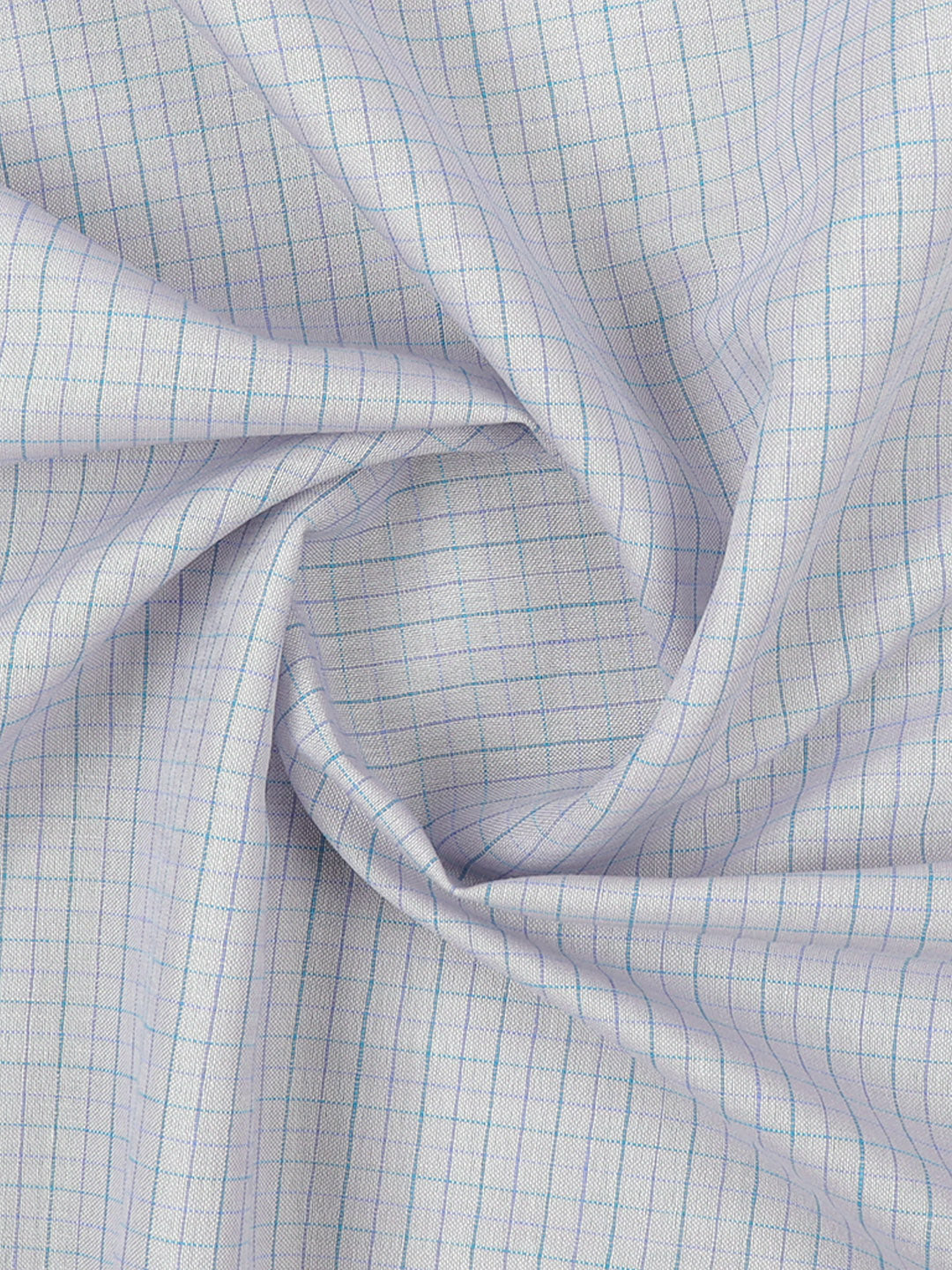 Cotton Blue Colour Check Shirt Fabric-High Style