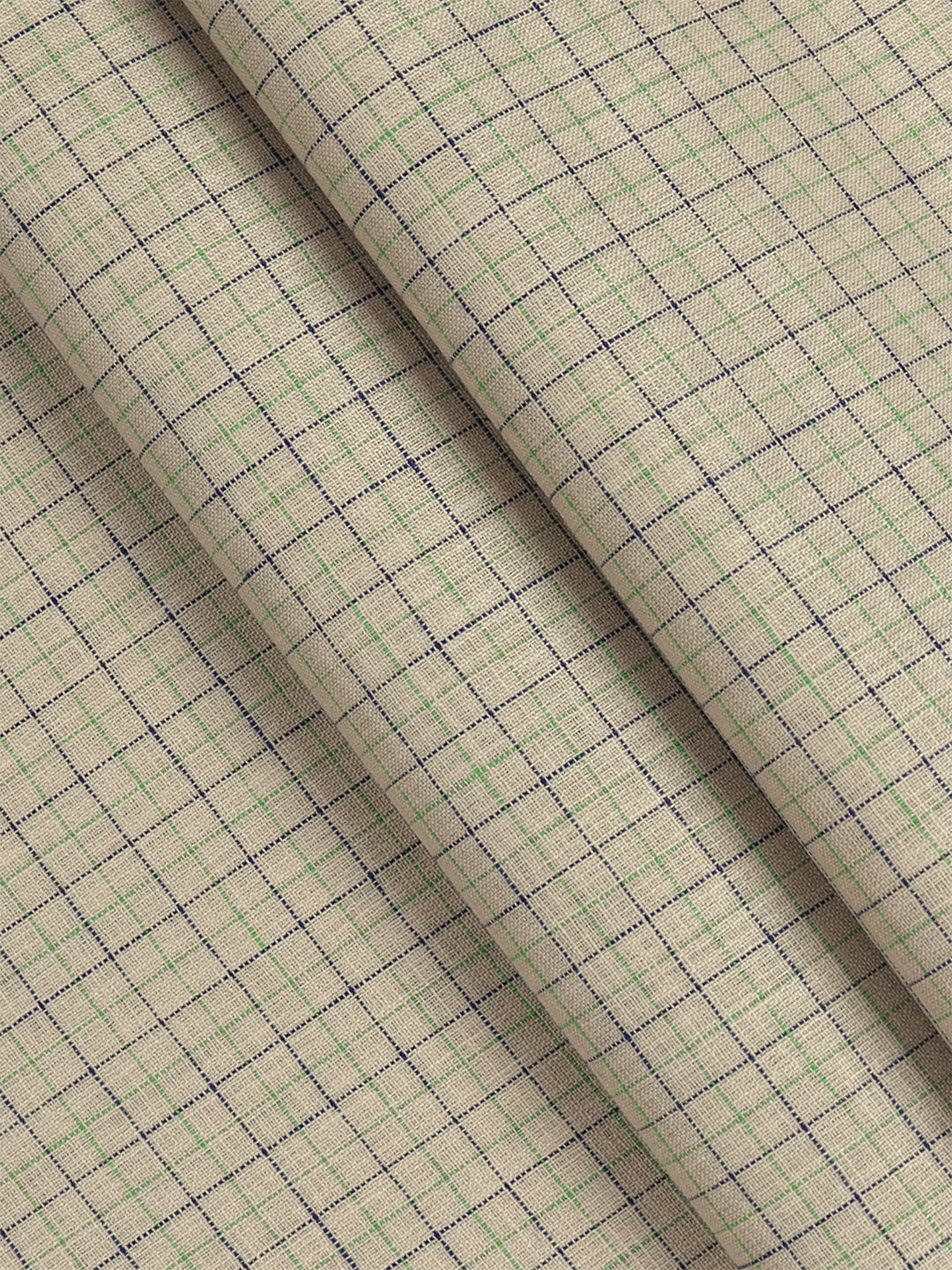 Cotton Olive Colour Check Shirt Fabric-High Style
