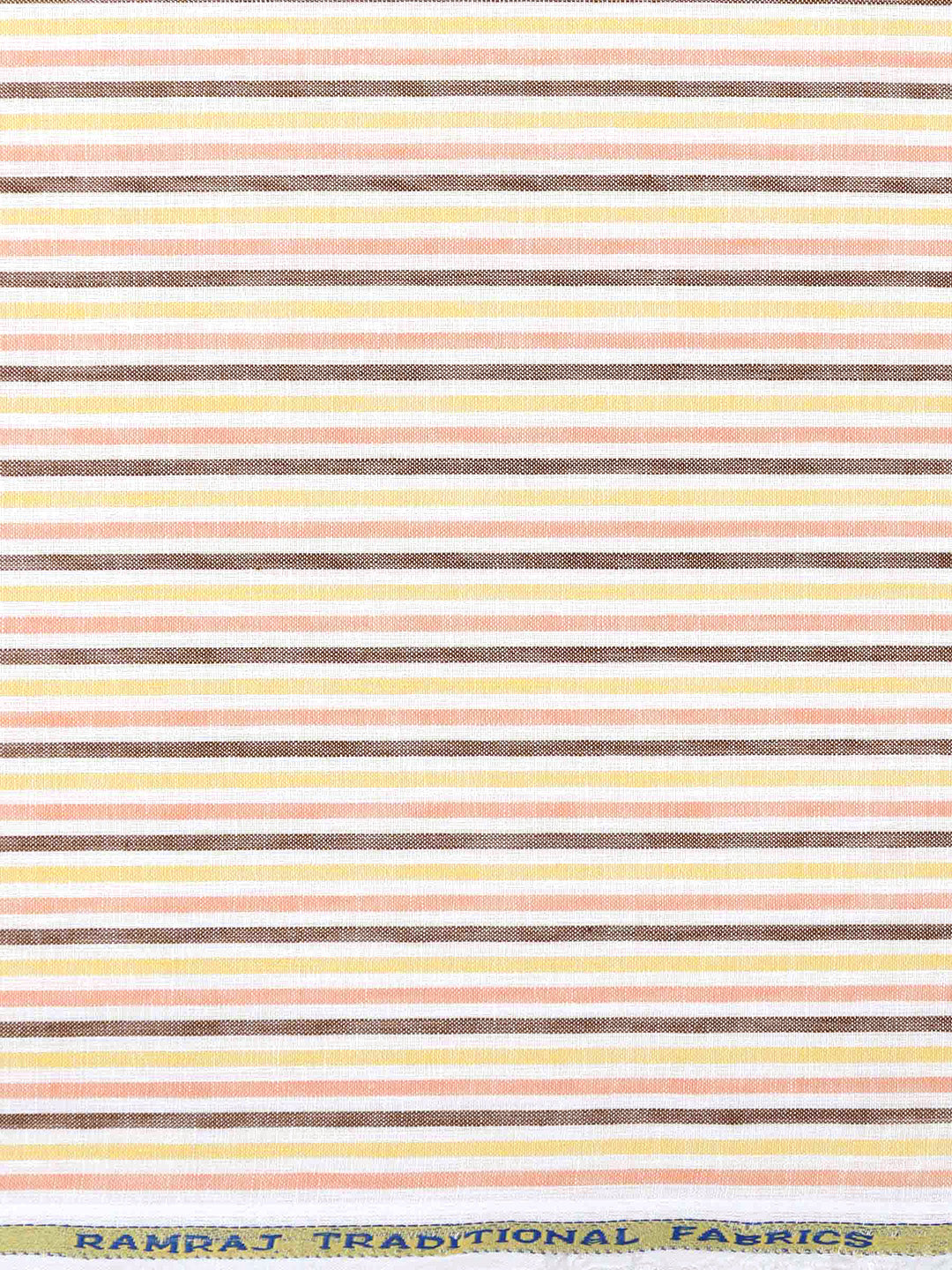 Cotton Colour Stripe Shirt Fabric Orange & Brown High Style-Zoomview