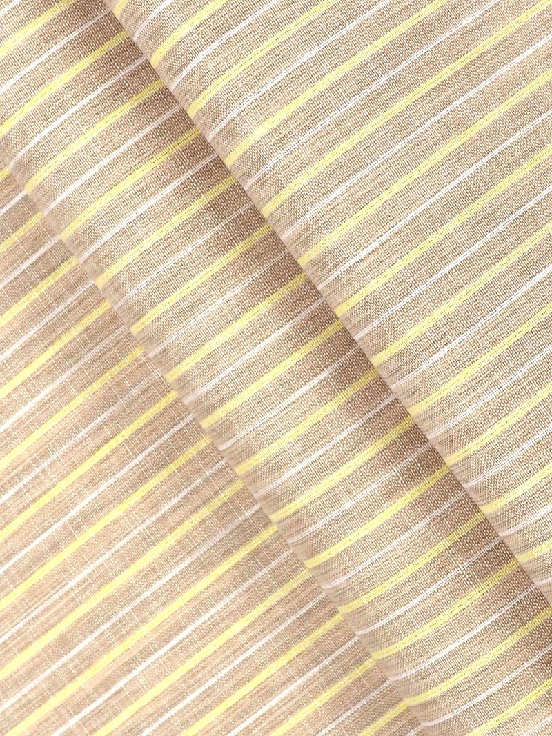 Cotton Colour Stripe Shirt Fabric Brown & Yellow High Style
