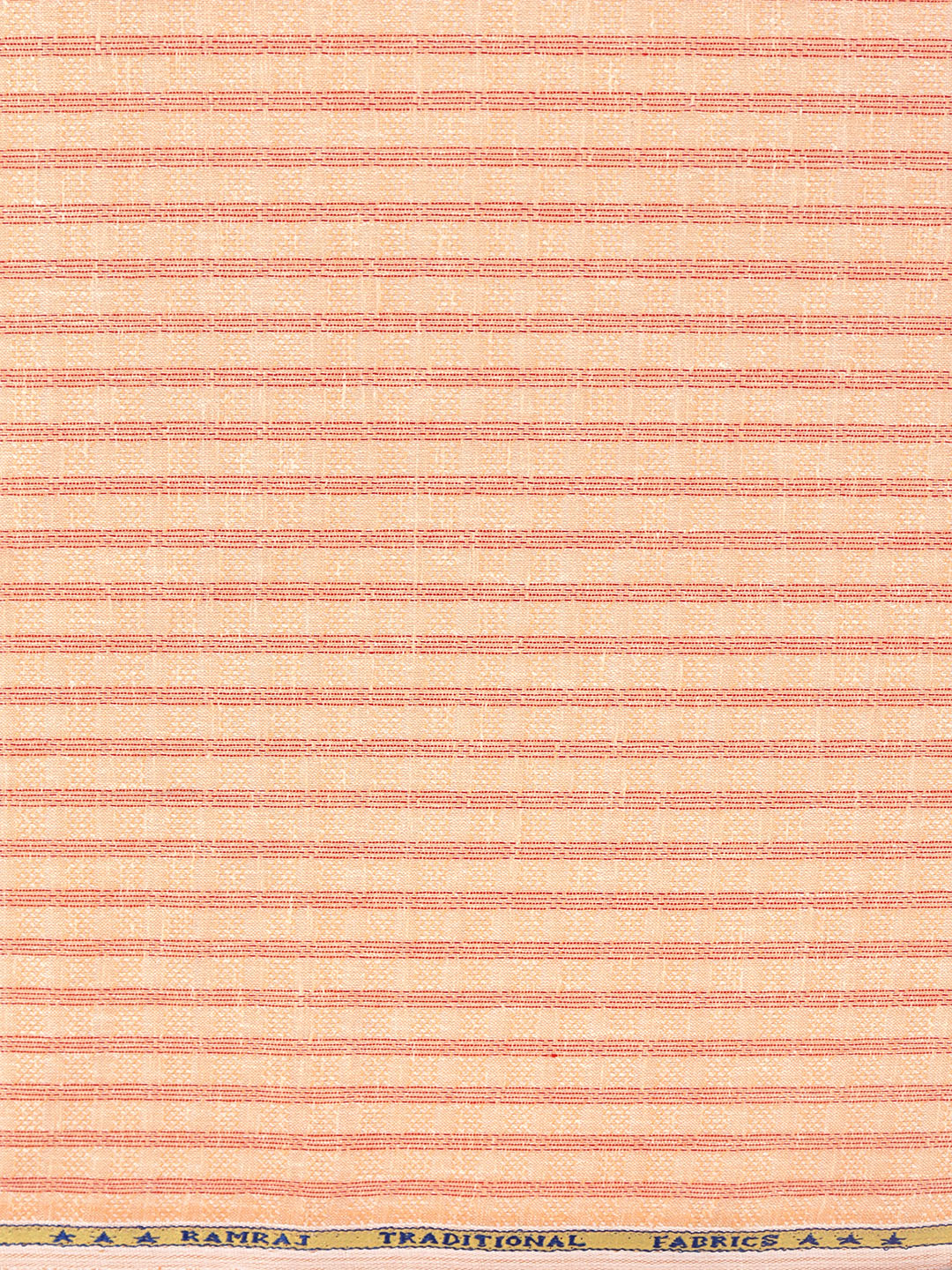 Cotton Blend Orange Colour Striped Shirt Fabric Elight Gold-Zoom view