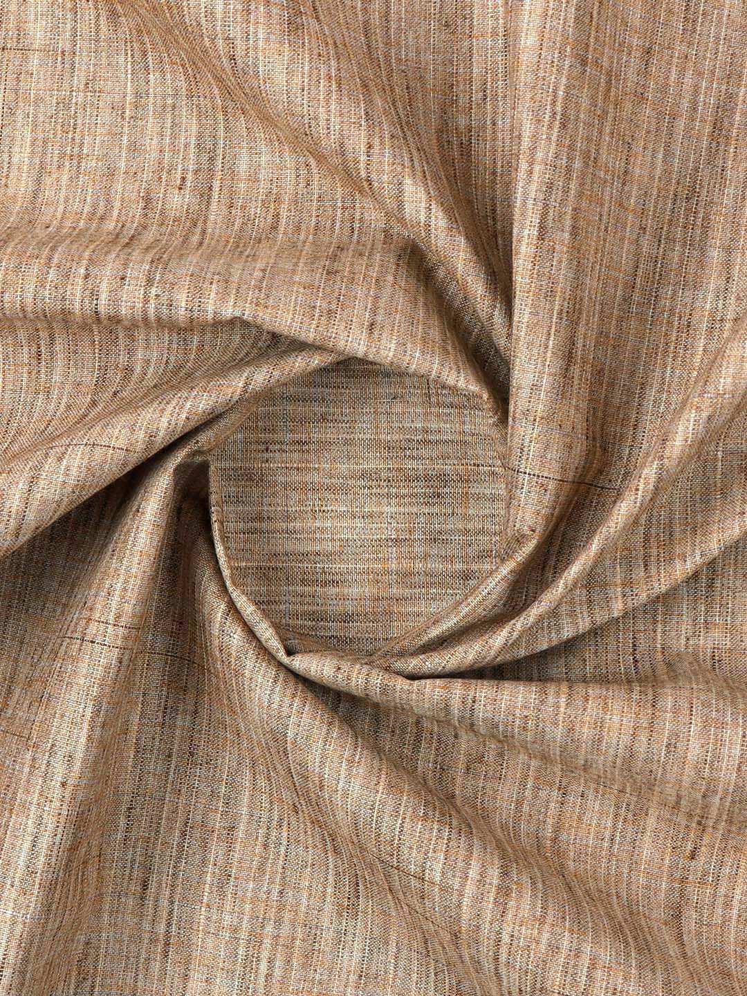 Cotton Rich Wood Brown Self Design Shirt Fabric - Galaxy Art