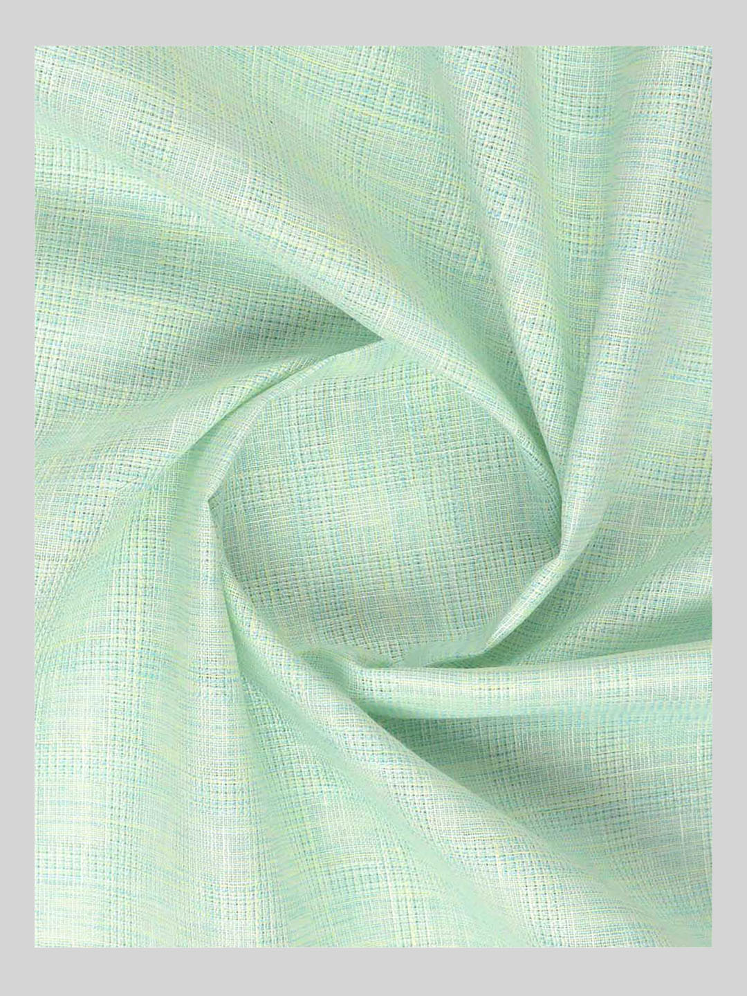 Cotton Rich Lite Green Checked Shirt Fabric _Galaxy Art