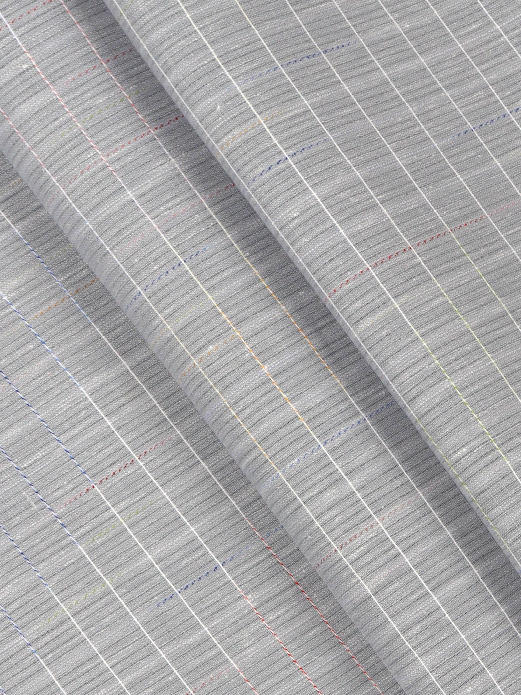 Cotton Grey Colour Check Shirt Fabric-Galaxy Art