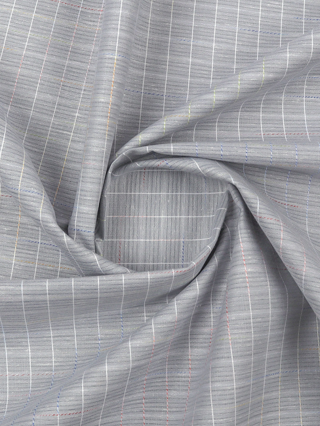 Cotton Grey Colour Check Shirt Fabric-Galaxy Art