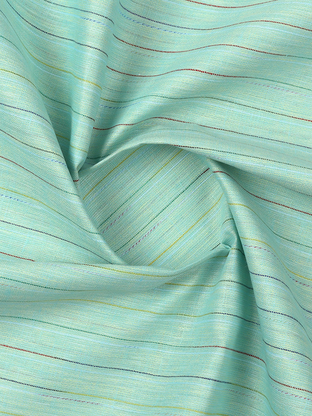 Cotton Striped Green Colour Shirting Fabric Galaxy Art