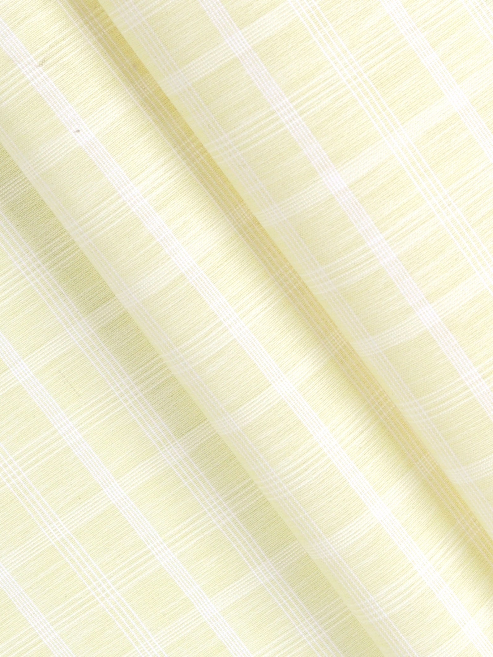 Cotton Checks Yellow Colour Traditional Shirting Fabric High Style