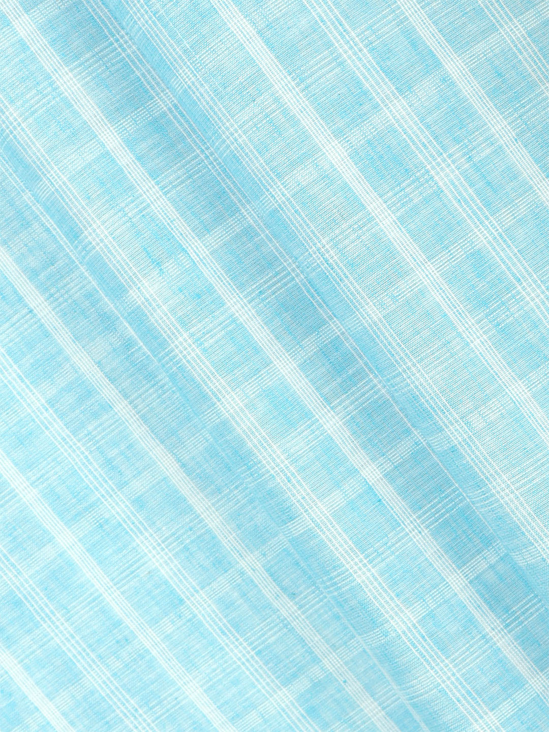 Cotton Checks Blue Colour Traditional Shirting Fabric High Style