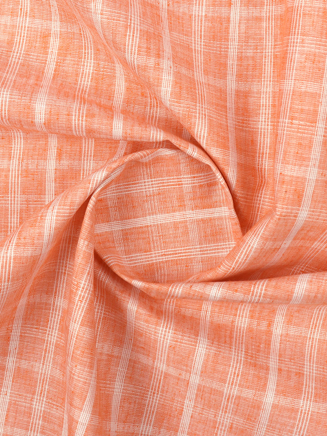 Cotton Checks Orange Colour Traditional Shirting Fabric High Style
