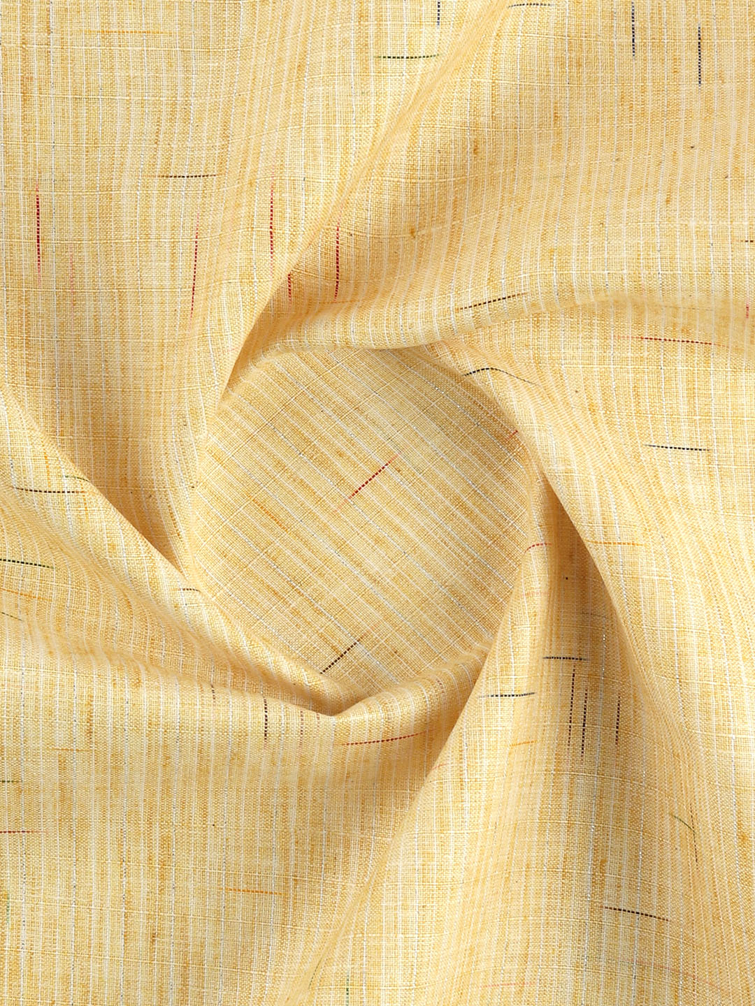 Cotton Rich Self Design Shirt Fabric Yellow Galaxy Art