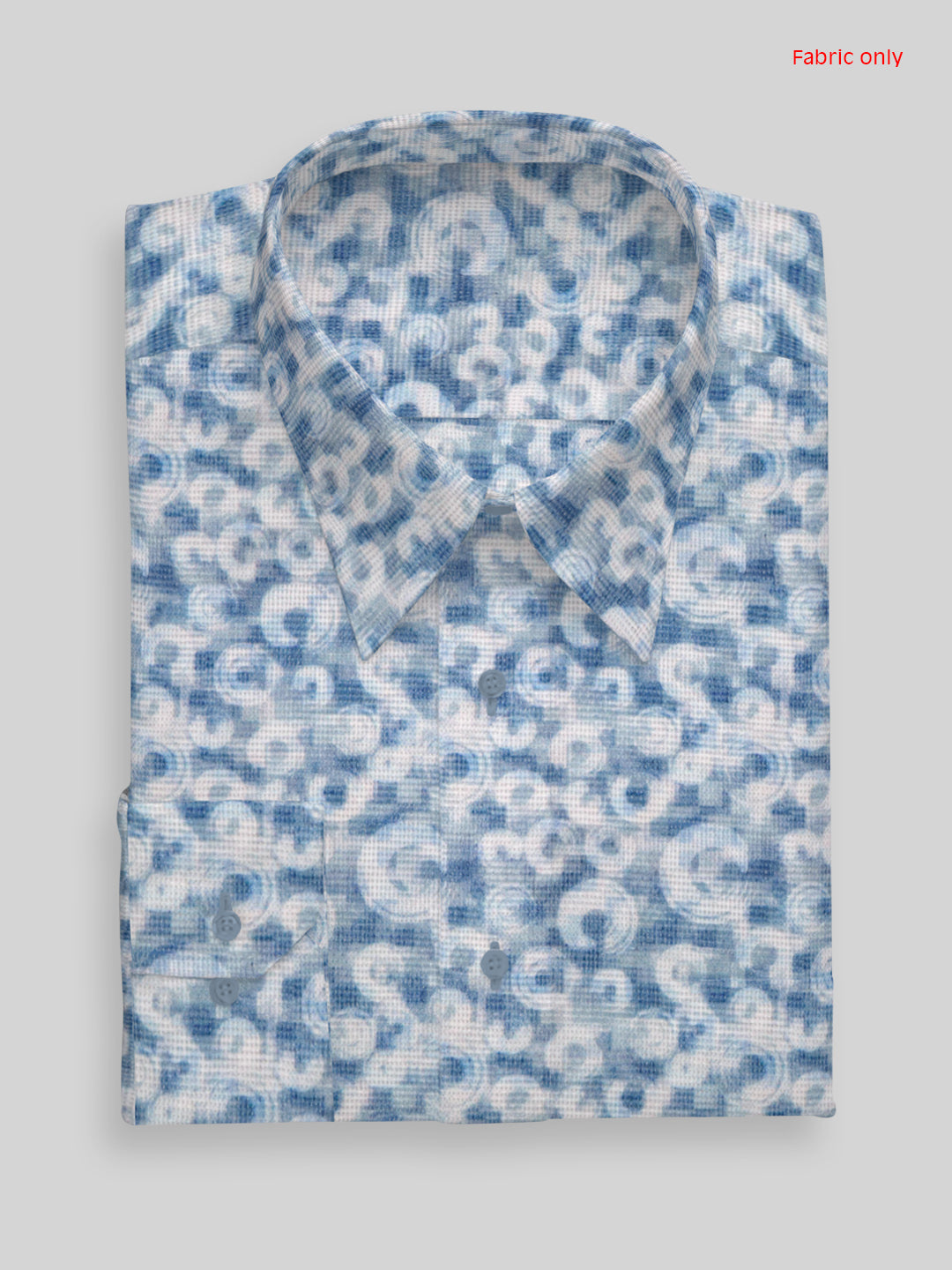 Men Cotton Rich Printed Shirt Fabric Dark Blue Hi Tech