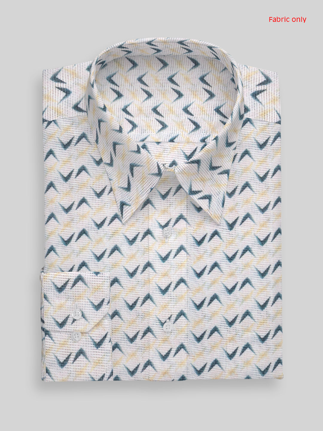 Men Cotton Rich Printed Shirt Fabric White Hi Tech