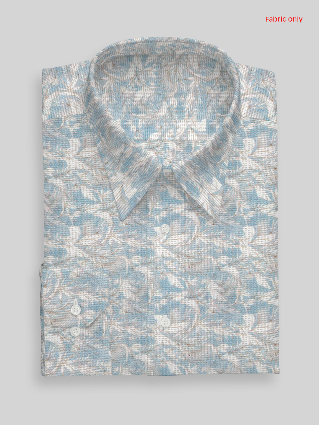Men Cotton Rich Printed Shirt Fabric Light Blue Hi Tech