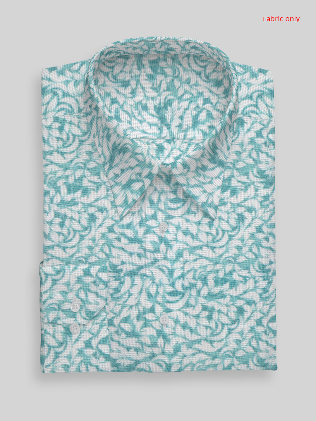 Men Cotton Rich Printed Shirt Fabric Blueish Green Hi Tech