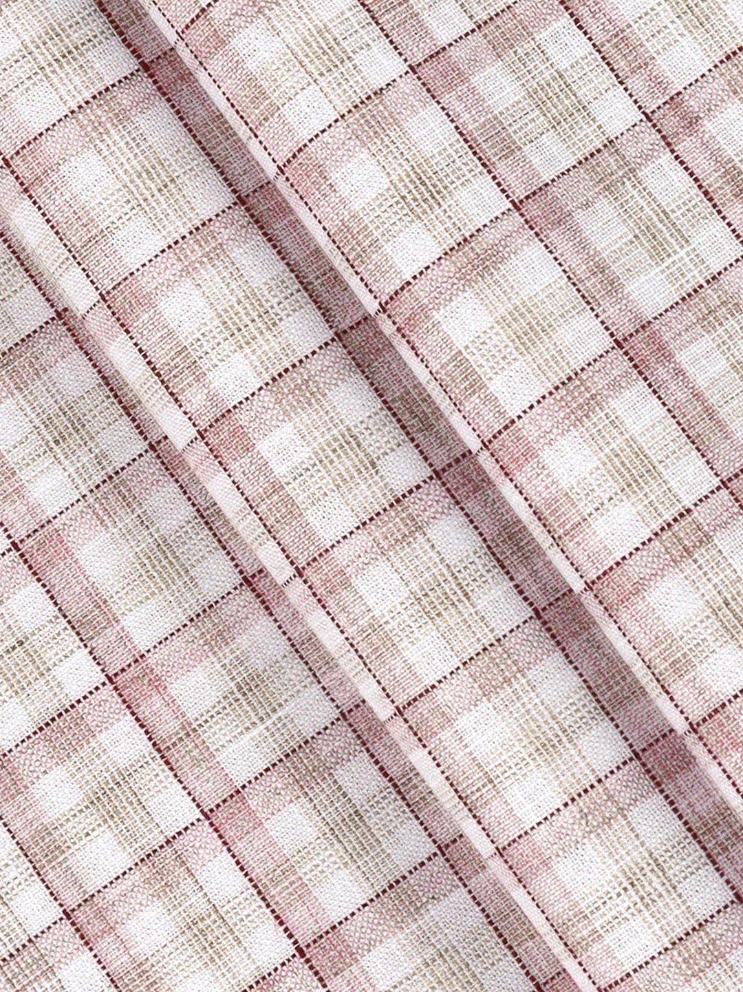Cotton Rich Checked Maroon Shirt Fabric High Style