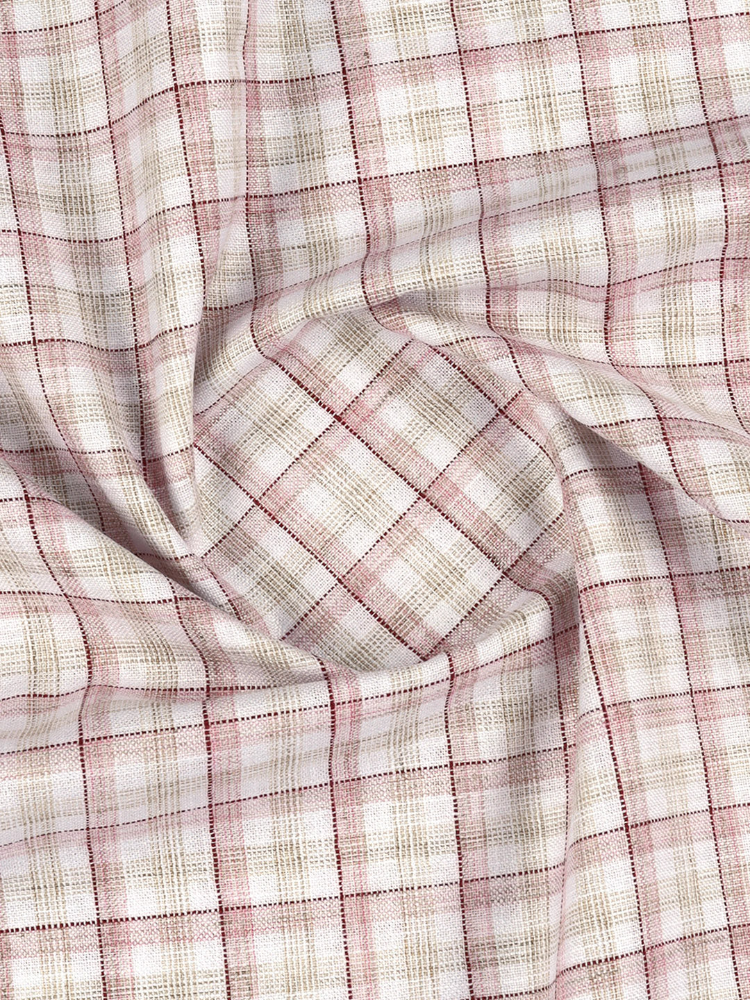 Cotton Rich Checked Maroon Shirt Fabric High Style