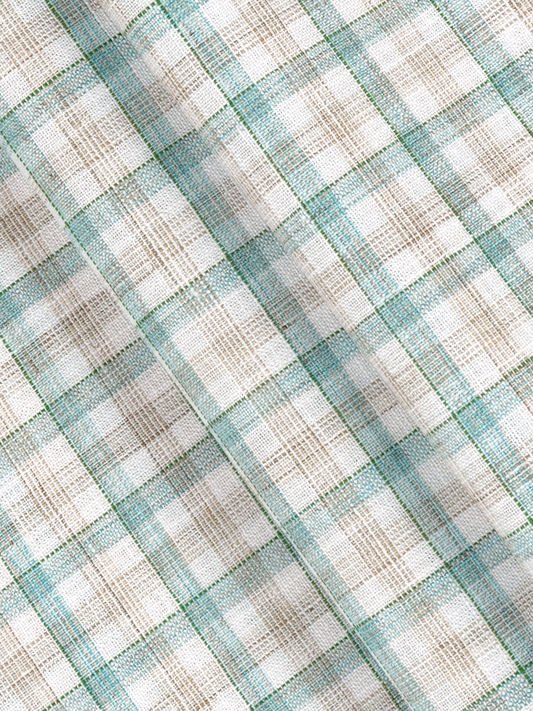 Cotton Rich Checked Green with Brown Shirt Fabric High Style