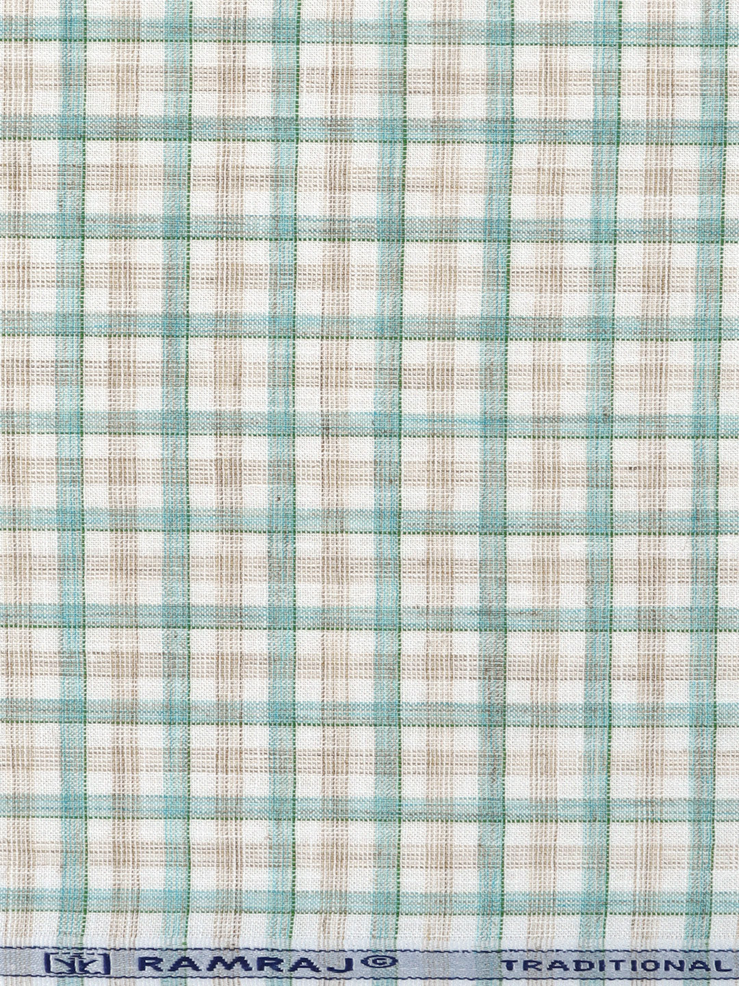 Cotton Rich Checked Green with Brown Shirt Fabric High Style