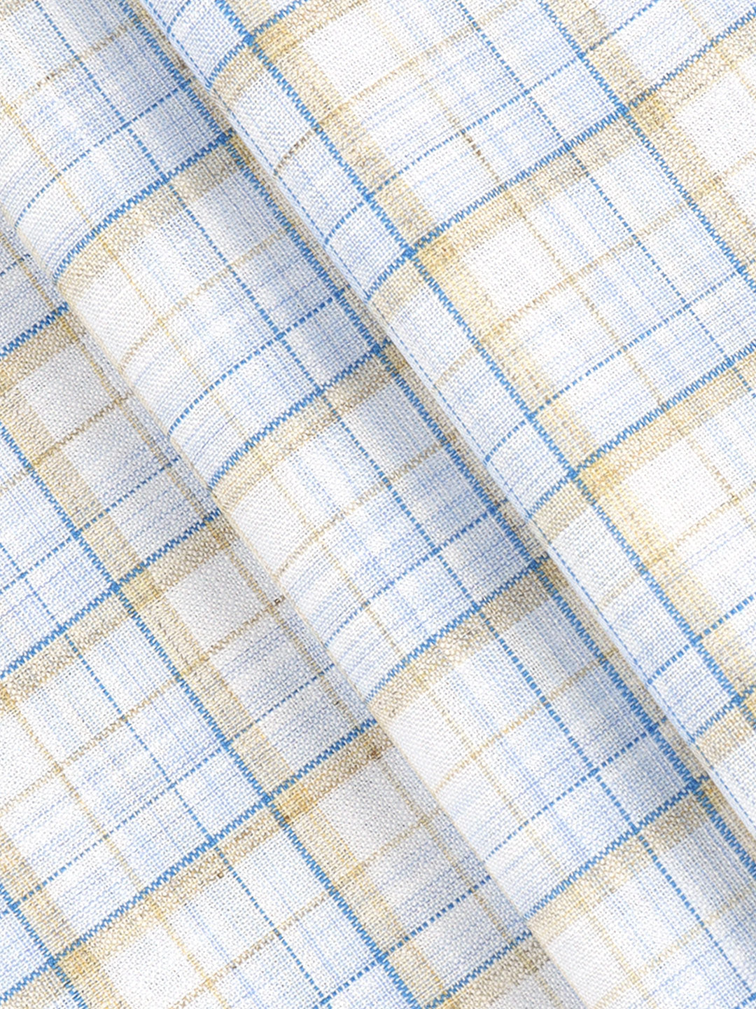 Cotton Rich Checked Blue Shirt Fabric High Style