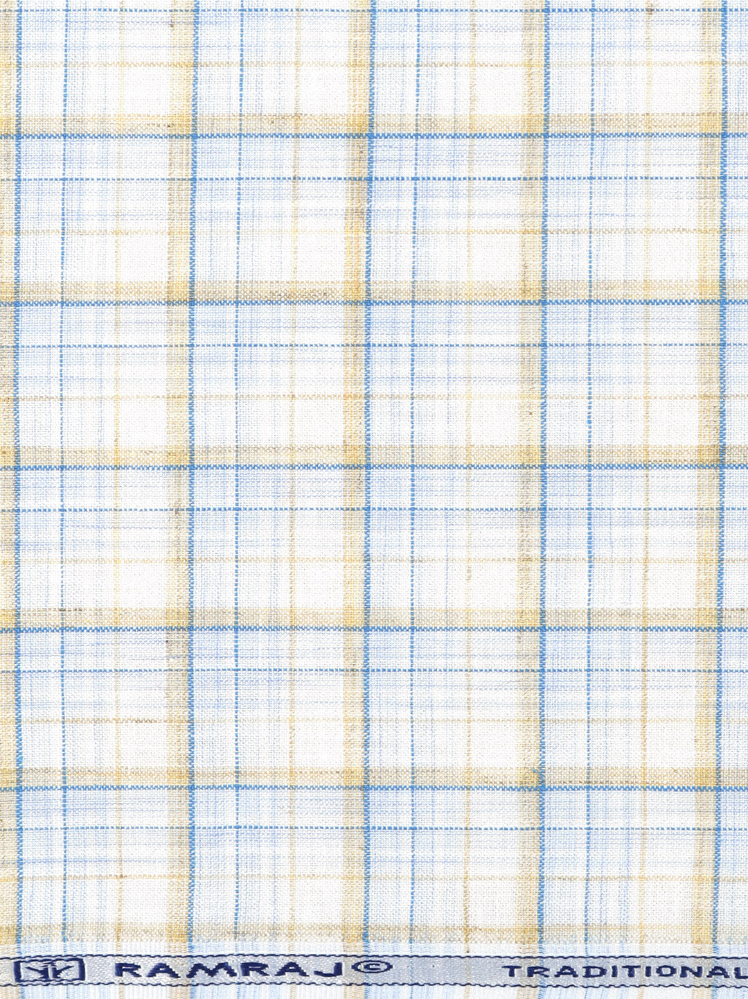 Cotton Rich Checked Blue Shirt Fabric High Style
