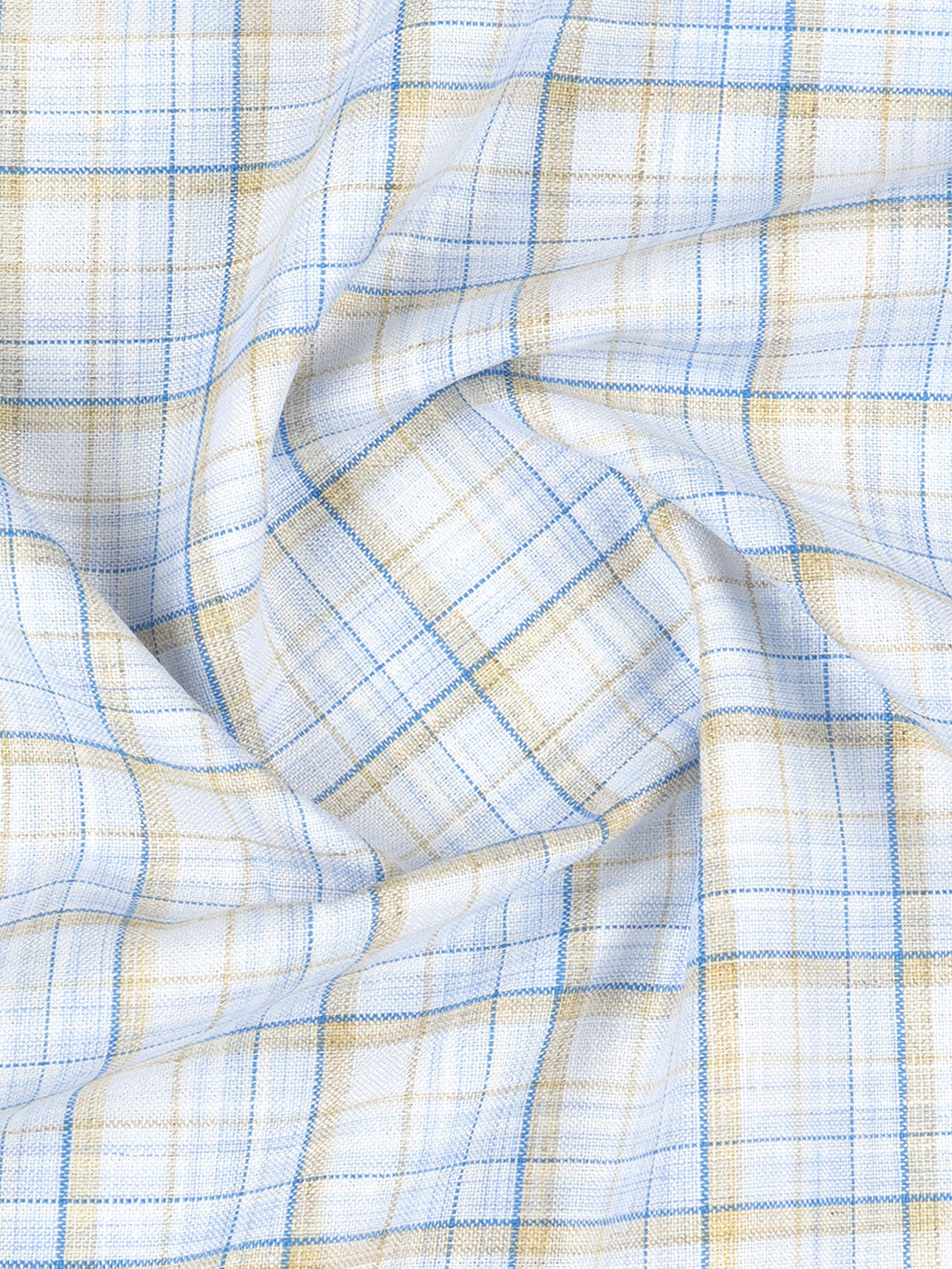 Cotton Rich Checked Blue Shirt Fabric High Style