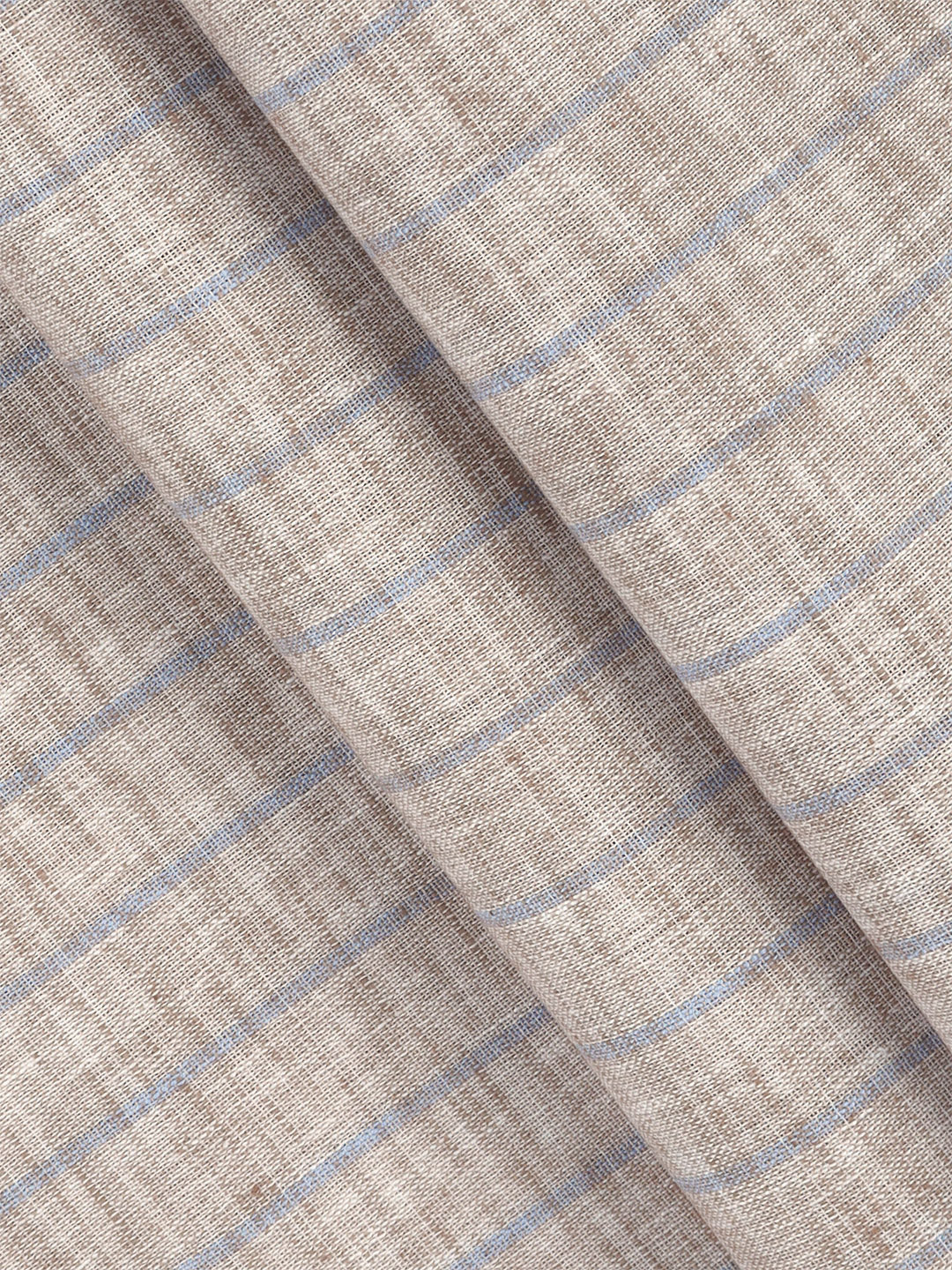 Cotton Rich Light Brown Striped Shirt Fabric High Style