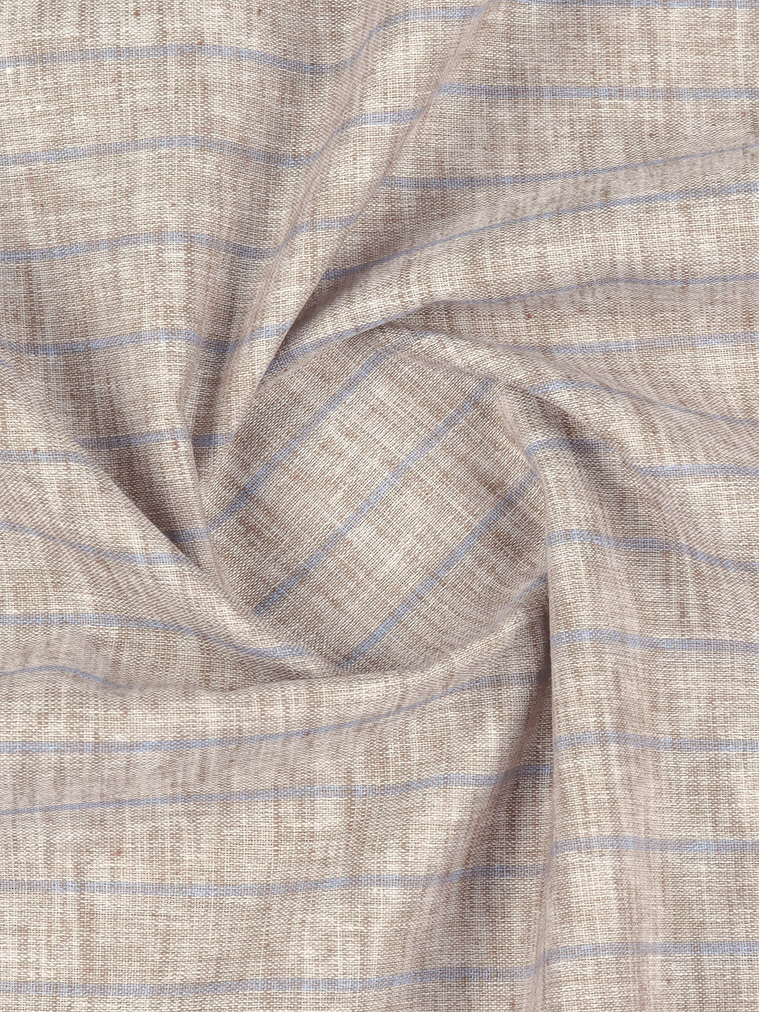 Cotton Rich Light Brown Striped Shirt Fabric High Style