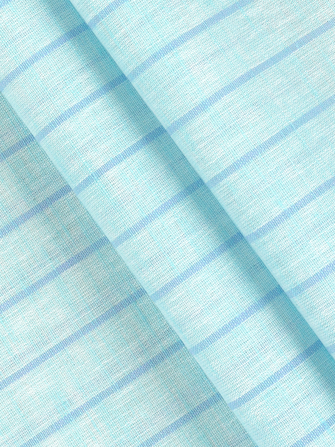 Cotton Rich Mint Blue Striped Shirt Fabric High Style