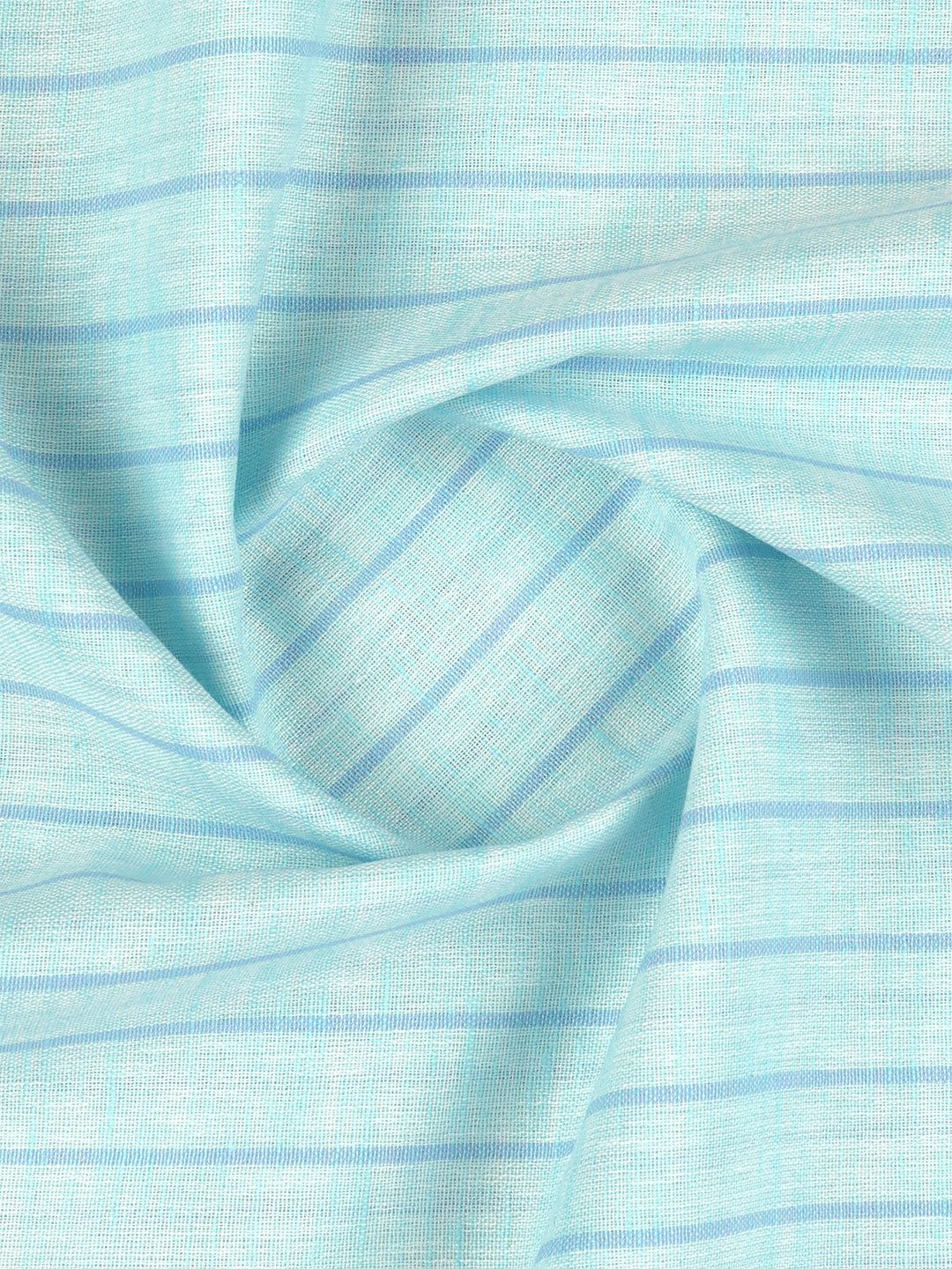 Cotton Rich Mint Blue Striped Shirt Fabric High Style