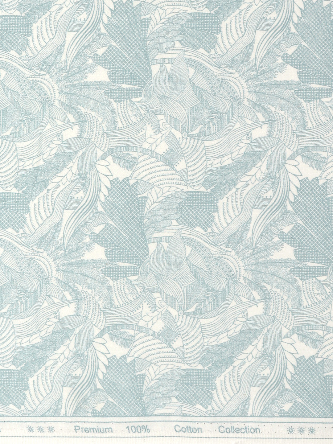 Men 100% Cotton White with Blue Printed Shirt Fabric Oslo